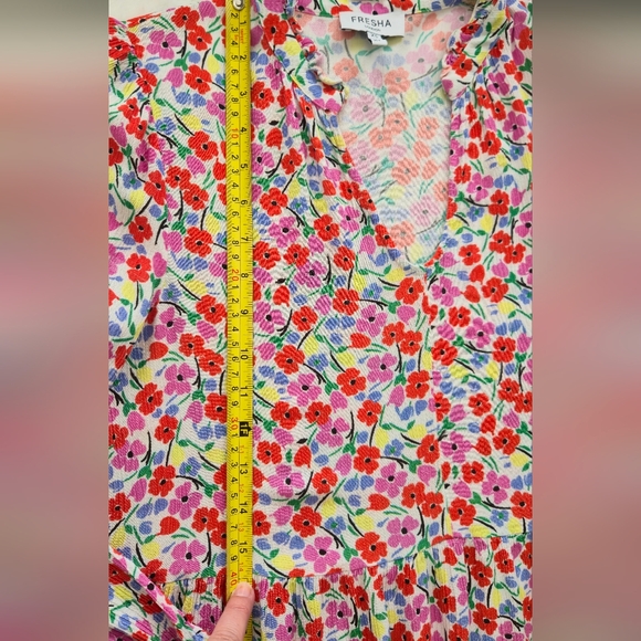 Anthropologie Fresha London Pink Floral Midi Dress with V-Neck - Picture 10 of 14